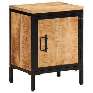 Mesita de Noche Pequeña con Madera de Mango Natural y Construcción Sólida de Hierro, Gabinete para el Dormitorio - Product Image 1