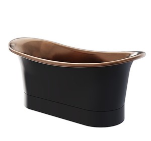 Bañera decorativa ovalada grande de cobre oscuro con acabado exterior negro y lateral interior en cobre oscuro, más vendida. - Product Image 2