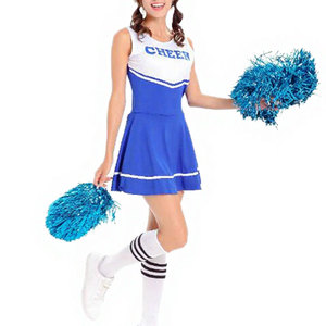 Tenue de cheerleading pour adultes Econex Sports, robe noire et blanche style jupe, pompons, logo imprimé par sublimation sur le devant - Product Image 1