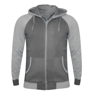 Sweat à capuche zippé gris haut de gamme personnalisé pour homme, en molleton de coton, coupe classique, manches décontractées, motif uni, séchage rapide, écologique - Product Image 1
