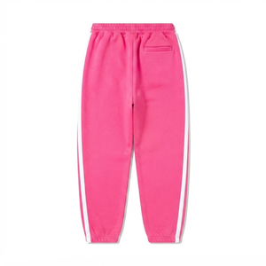Premium 320 GSM Cotton Polyester Fleece <b>Jogger</b> Pant Pink <b>White</b> Side Panel Custom Logo Streetwear OEM ODM - Product Image 2