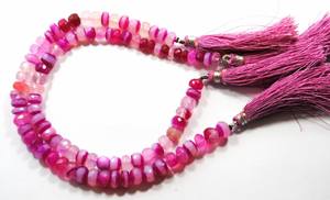 Cuentas facetadas redondas de calcedonia rosa teñida, hilo de piedras preciosas, cuentas sueltas para la fabricación de joyería al por mayor - Product Image 5