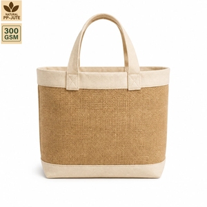 300 GSM Laminated Jute Cotton Blend <b>Storage</b> <b>Laundry</b> Bag Home <b>Storage</b> 35x30x22 cm Custom Logo Wholesale OEM Reusable Model TH-07 - Product Image 2