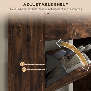 Scarpiera Moderna Rustica Marrone in Legno con 2 Cassetti Ribaltabili per 12 Paia - Ideale per Ingresso e Appartamento - Product Image 5