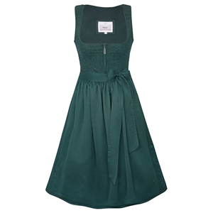 Vestido Midi Acampanado para Mujer con Cuello Festoneado, Manga Corta, Verde Tejido con Cinturón, Cintura Natural, Ecológico, Uso Diario Casual - Product Image 1