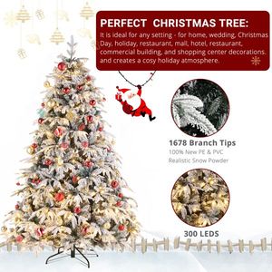 Árbol de Navidad Automático de 2.1 m (7 pies) de un Solo Lado, 1687 Ramas Verde Cálido con Efecto Nevado, 450 Luces, 8 Modos, Material PE PVC, Verde Navidad - Product Image 4