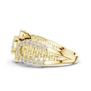 Bague de fiançailles en or jaune pour femme, style géométrique classique, sertie de diamants - Product Image 4