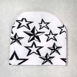 Unisex Star Pattern Beanie Hat 56-58CM Casual <b>Winter</b> <b>Cap</b> Acrylic Material Geometric Design Adult Knit Hat - Product Image 2