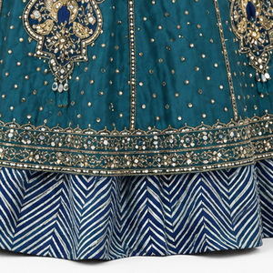 Women's Royal Afghan Kuchi Dress With Traditional <b>Blue</b> Accents Heavy Embroidered Gown For Special Events Afghan Kuchi Dress - Product Image 4