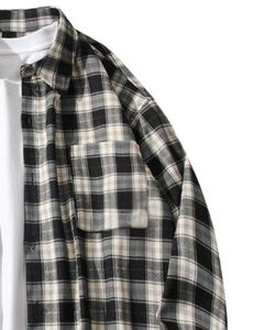 Camisa Casual a Cuadros Beige Marrón para Hombre, Chaqueta de Algodón y Poliéster de Manga Larga con Botones y Diseño de Dobladillo Ajustable - Product Image 2