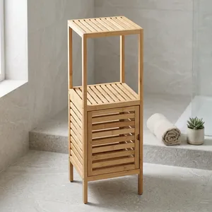 Étagère de rangement minimaliste à 3 niveaux en bois de manguier pour salle de bain, extérieur et hôtel - Product Image 5