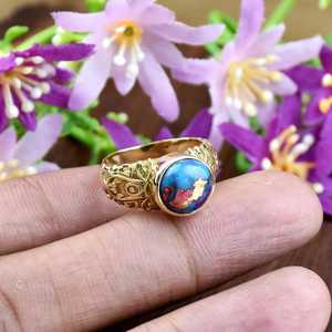 Natural Oyster <b>Turquoise</b> Gemstone 925 Sterling Silver 18K Gold Vermeil <b>Ring</b> Handmade <b>Turquoise</b> Boho Jewelry Everyday Wear <b>Ring</b> - Product Image 5