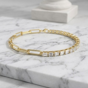 Pulsera de Diamantes de 1.51 CTW, Color E-F, Claridad VVS2, Corte Brillante Redondo, Oro de 14K, Joyería de Lujo Sostenible Certificada, Regalo - Product Image 1