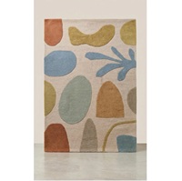 Tapis en laine antistatique hypoallergénique antidérapant fait main pour personnes âgées, usage domestique, design géométrique moderne, poils moyens, en coton