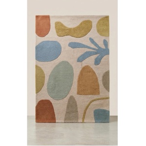 Tapis en laine anti-statique et anti-allergie, hypoallergénique, antidérapant, fait main, pour usage domestique des personnes âgées, design géométrique moderne - Product Image 6