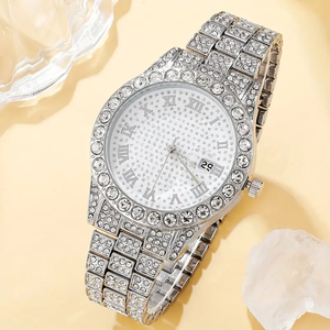 Ensemble de montres et bijoux de luxe pour hommes, montre-bracelet à quartz, collier à maillons cubains, bracelet, bague, pendentif croix 192050 - Product Image 4