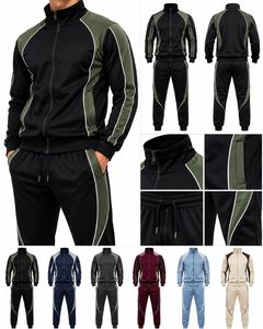 Ensemble de survêtement d'hiver pour homme, couleur unie, avec cordon de serrage, manches longues, col montant, vêtements de sport respirants en polaire polyester - Product Image 4
