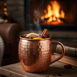 Mug à cocktail en cuivre, mug Moscow Mule en cuivre, mug en cuivre fait main, tasse en cuivre martelé, mug à boire en cuivre, mug en cuivre vintage - Product Image 2