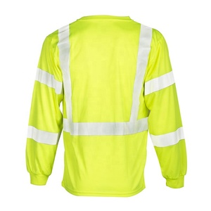 Class 3 High Visibility Yellow <b>Reflective</b> Safety Shirt Long Sleeve Warning <b>Top</b> for Construction Hi Vis Workwear Shirt - Product Image 4