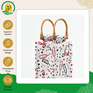 Exportador Indio Vende Bolsas de Yute de Alta Calidad con Bonito Estampado y Asa de Mimbre para Regalos Corporativos y Regalos de Navidad - Product Image 6