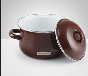 Casserole ronde en fonte émaillée Acme Metal Premium avec couvercle, design classique durable, pour cuisinières à gaz et à induction - Product Image 1