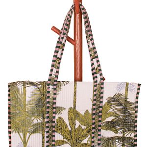 Bolso Tote de Algodón Estampado con Palmeras, Hecho a Mano en India, Bolso de Hombro Bohemio para Mujer, para Gimnasio, Playa, Uso Casual - Product Image 5