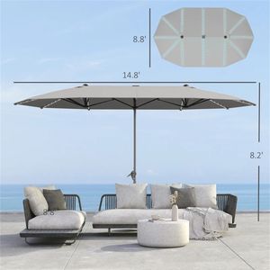 Parasol de terrasse extérieur gris foncé et bases pour parasols de patio - Product Image 6