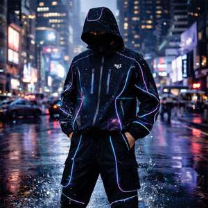 Custom Manufacturer <b>Techwear</b> Thermochromic Streetwear Heat Reactive Water Reactive Windbreaker Waterproof Rain <b>jacket</b> for men - Product Image 6