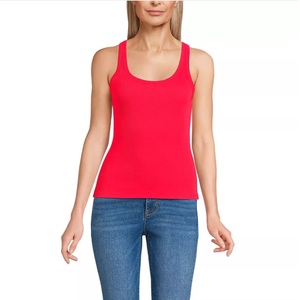 High Quality Breathable Cotton <b>Women's</b> Tank Top Regular Length Ribbed Tight Knitted Soft Workout <b>Singlet</b> Casual Style From BD - Product Image 1