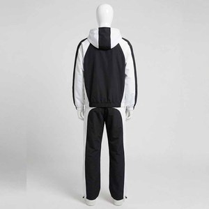 Custom Flame Tracksuit <b>Men</b> Two Piece Windbreaker Set Hooded Zipper <b>Jacket</b> Wide Leg Pants Streetwear Black <b>White</b> Sportswear Suit - Product Image 3