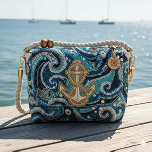 Pochette brodée à la main avec motif fraise perlé, rayures roses et feuilles vertes – Accessoire de mode - Product Image 6