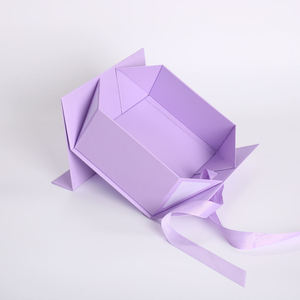 Custom Luxury Purple Folding <b>Magnetic</b> Paper <b>Box</b> with Embossing Ribbon Recycled Material Logo Printing for Clothing Shoes - Product Image 4