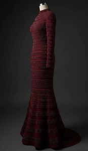 Vestido de noche de lujo con cuentas hechas a mano, cuello alto, manga larga, estilo sirena, hecho a medida, venta al por mayor - Product Image 3