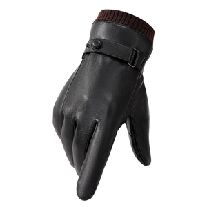 Gants de course en cuir à doigts entiers avec sangle de poignet réglable, coupe-vent, pour la conduite en hiver en plein air, unisexe - Product Image 1