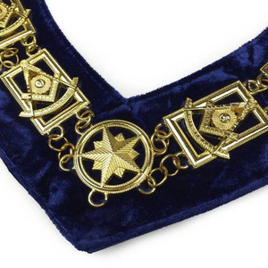 Top Selling <b>Cheap</b> Price Grand Lodge Masonic Collar <b>Chain</b> on Blue Velvet Gold Plated Masonic <b>Chain</b> Collar OEM ODM Service - Product Image 4