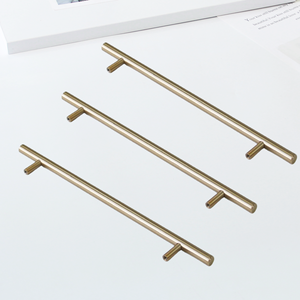 Premium Quality Zinc Alloy Cabinetry Handles Modern Minimalist <b>Bar</b> <b>Pull</b> <b>for</b> Kitchen Bathroom Wardrobe Brushed Brass Finish - Product Image 1
