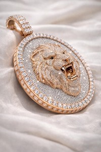 Export Quality Lion Head Pendant <b>Necklace</b> 18K Gold Plated Cubic Zirconia Iced Out Hip Hop Men's Fashion Jewelry Gift - Product Image 2