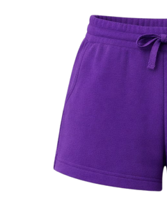 Custom Purple Women Sweat Shorts Cotton Fleece Elastic Waist <b>Drawstring</b> Gym Casual Summer Shorts OEM Manufacturer Supplier - Product Image 3