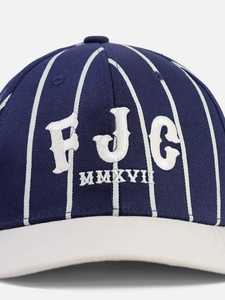 Casquette de baseball unisexe rayée marine à 6 panneaux avec logo FJG brodé, décontractée, printemps-été, ajustable avec fermeture auto-agrippante - Product Image 2