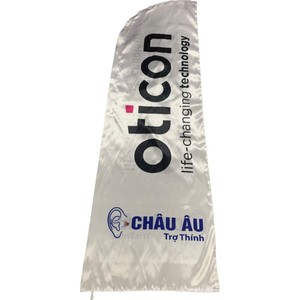 Bandera Tipo Pluma Oticon Blanca de Poliéster con Impresión Digital, Pancarta Promocional Resistente - Product Image 1