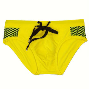 Maillot de bain décontracté d'été pour homme, couleur jaune, confortable, sportif, séchage rapide, uni, 100% polyester, écologique, respirant - Product Image 1