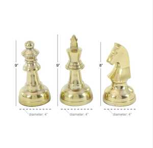 Aluminum Handmade Durable Eco-Friendly Chess <b>Figures</b> Set 3-Inch King Queen Knight-Modern Design for Home Tabletop Decoration - Product Image 6