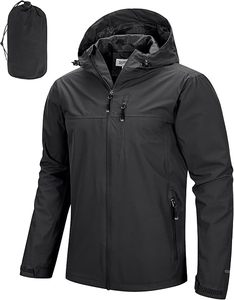 Veste de pluie longue à capuche imperméable et coupe-vent pour homme Hemistyles avec col montant - élégante et pratique - Product Image 1