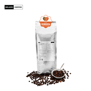 Café Milano Pur Robusta en Grains 1kg Torréfaction Légère Full City + Vietnam OEM Sachet 5% Humidité Durée de Conservation 1 An - Product Image 4