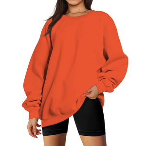 Low MOQ Wholesale Unisex Orange Crewneck Sweatshirts Custom Blank Apparel OEM Private Label Fashion Cotton Pullover Hoodies - Product Image 4