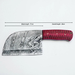 Couteau de boucher Damas de qualité supérieure, manche en bois Pakka, étui en cuir, épaisseur de la lame de 0,45 mm, longueur totale de 12 pouces - TARJ - Product Image 3