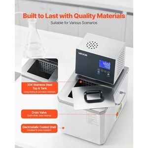 Bagno di Olio a Circolazione Certificato CE da 10 L per Laboratorio, a Temperatura Costante, Riscaldamento ad Alta Temperatura 300 Gradi Celsius/572 Gradi Fahrenheit - Product Image 5