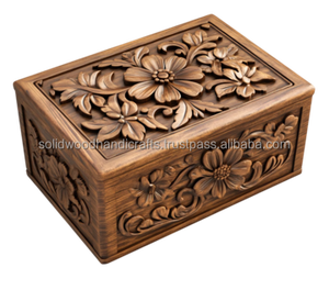 Cajas de madera talladas hechas a mano de alta calidad, organizador de joyeros, Ideas de regalo de madera para almacenar monedas de joyería - Product Image 2