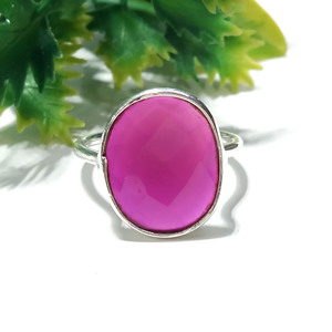Pink Chalcedony <b>Ring</b>, Checker Cut Gemstone <b>Ring</b>, Sterling Silver Jewelry, Handmade Adjustable <b>Ring</b>, Fashion <b>Ring</b> for Women - Product Image 5