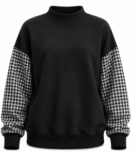 Custom Mockneck Cotton HeavyWeight <b>Jumper</b> Embroidered Soft Fleece <b>Turtlenecks</b> Crewneck Oversized Mock Neck Sweatshirt <b>Women</b> - Product Image 4